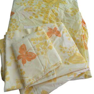 Vintage 70s Springmaid 'Mariposa' Butterfly Floral Patterned Full 4pc Sheet Set